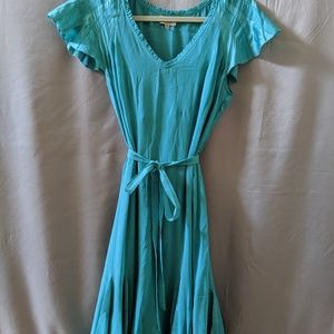 Karen Millen Silk Aqua Modern Flapper Midi Dress